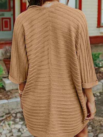 Striped Open Front Knit Cardigan - Trendsi - Flyclothing LLC