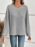 Half Button Long Sleeve Top - Trendsi - Flyclothing LLC