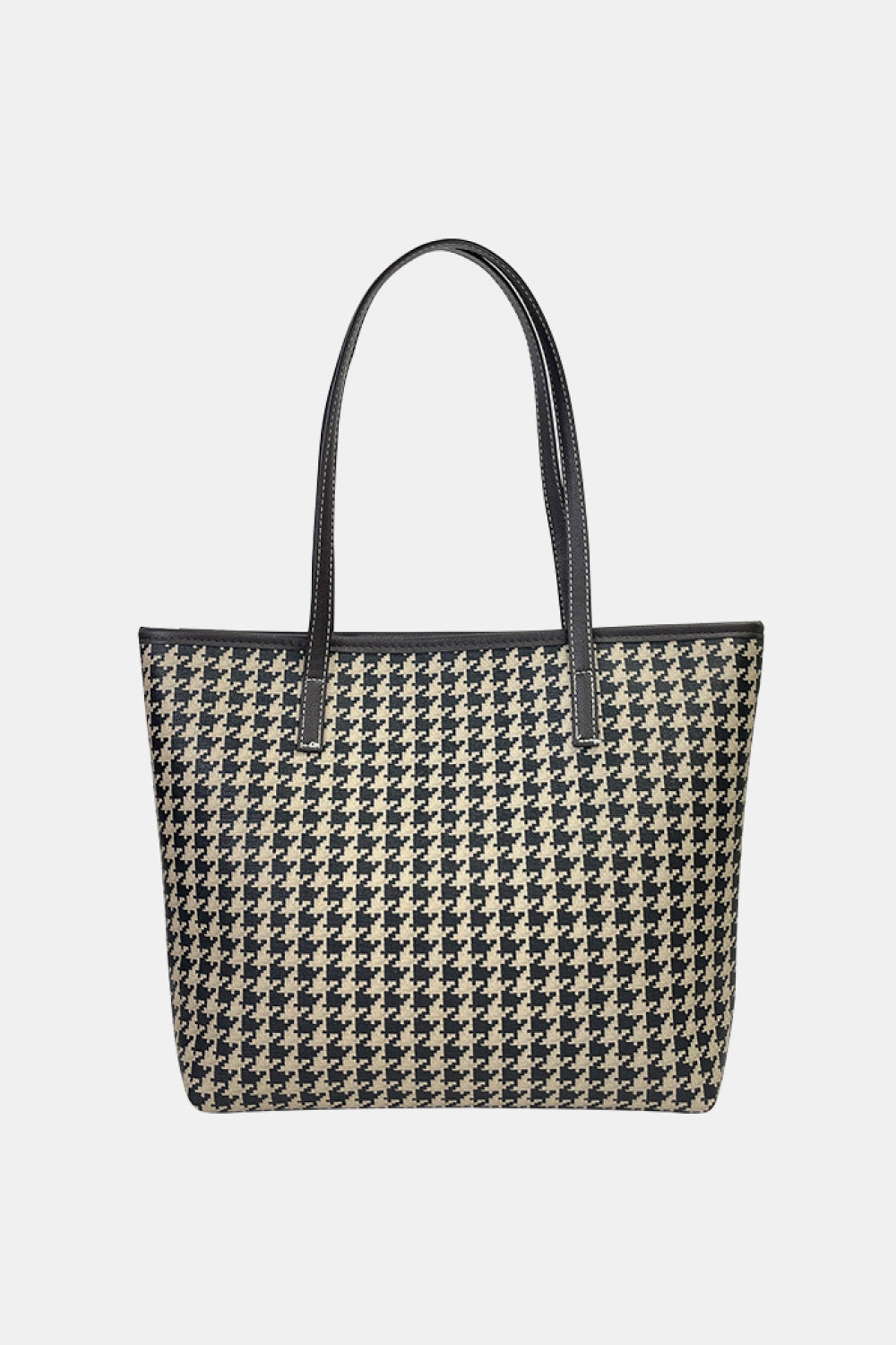 Faux Leather Checkered Embossed Tote Bag - White