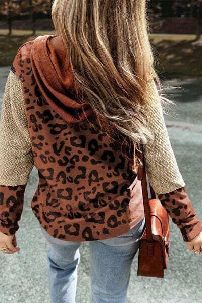 Leopard Dropped Shoulder Hoodie - Trendsi - Flyclothing LLC