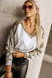 Sequin V-Neck Sweatshirt - Trendsi - Flyclothing LLC