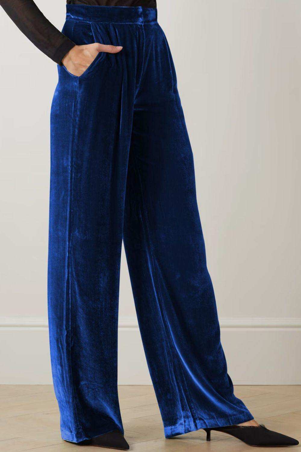 Loose Fit High Waist Long Pants with Pockets - Trendsi - Flyclothing LLC