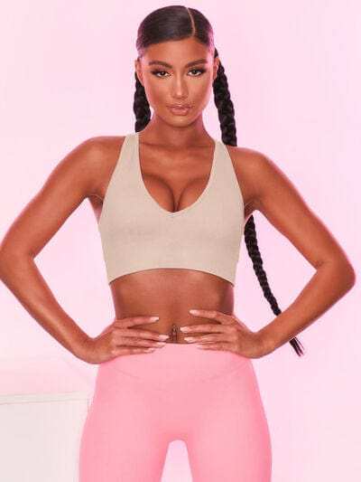 Scoop Neck Wide Strap Active Bra - Trendsi - Flyclothing LLC