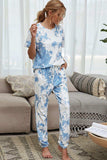 Tie-Dye Tee and Drawstring Waist Joggers Lounge Set - Trendsi - Flyclothing LLC