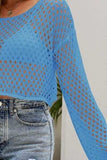 Openwork Round Neck Dropped Shoulder Knit Top - Trendsi - Flyclothing LLC