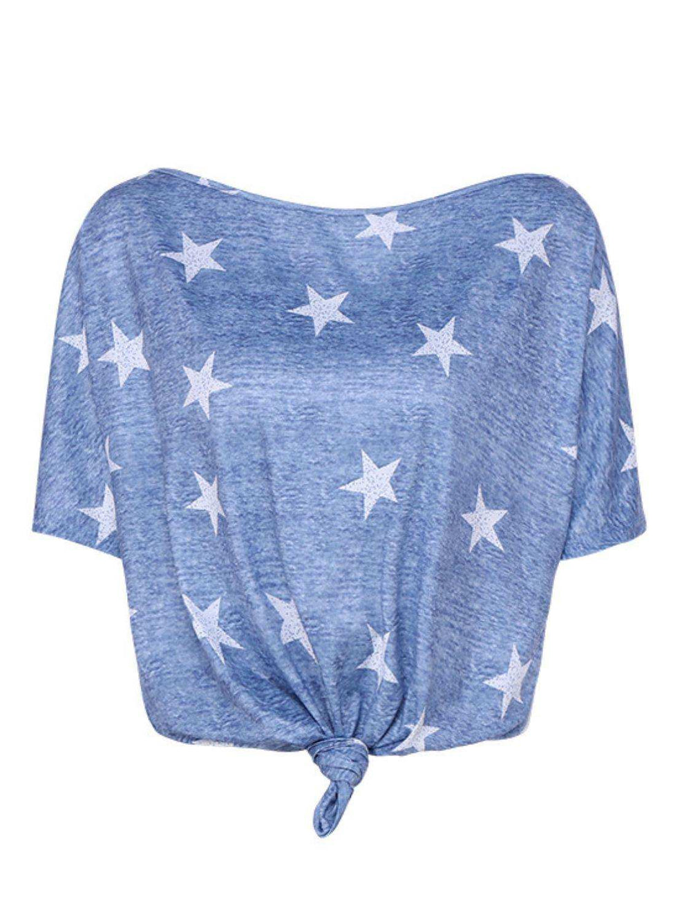 Star Print Short Sleeve T-Shirt - Trendsi - Flyclothing LLC