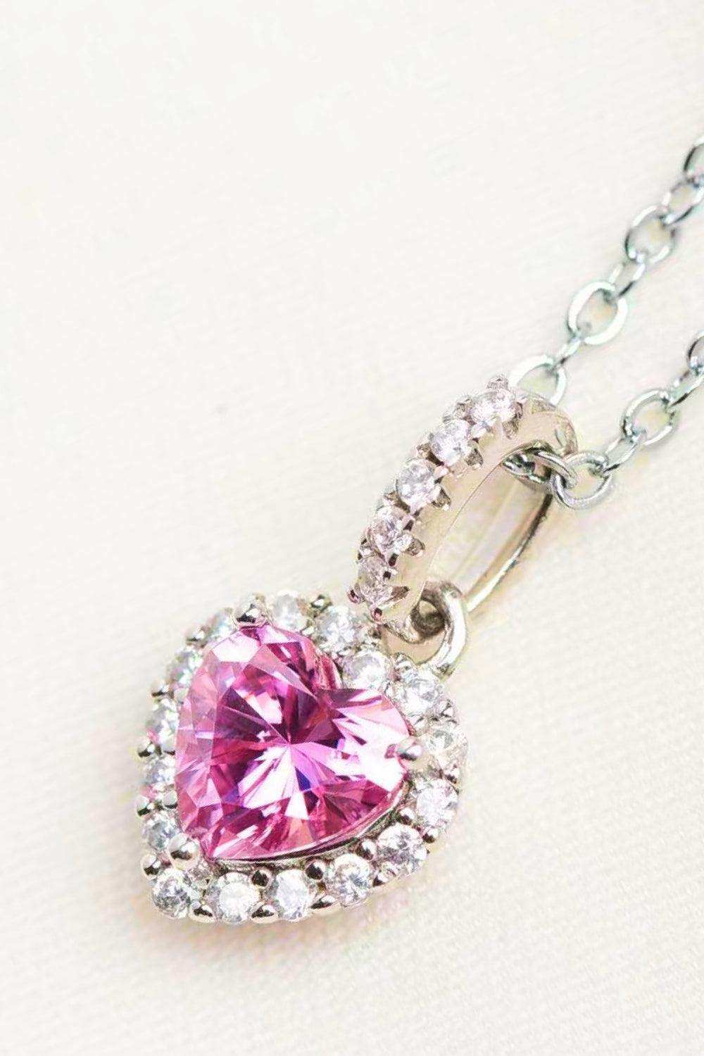 1 Carat Moissanite Heart Pendant Necklace - Trendsi - Flyclothing LLC
