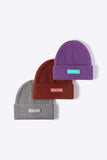 NEWYORK Patch Rib-Knit Cuffed Beanie - Trendsi - Flyclothing LLC