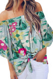 Tied Printed Off-Shoulder Half Sleeve Blouse - Trendsi - Flyclothing LLC