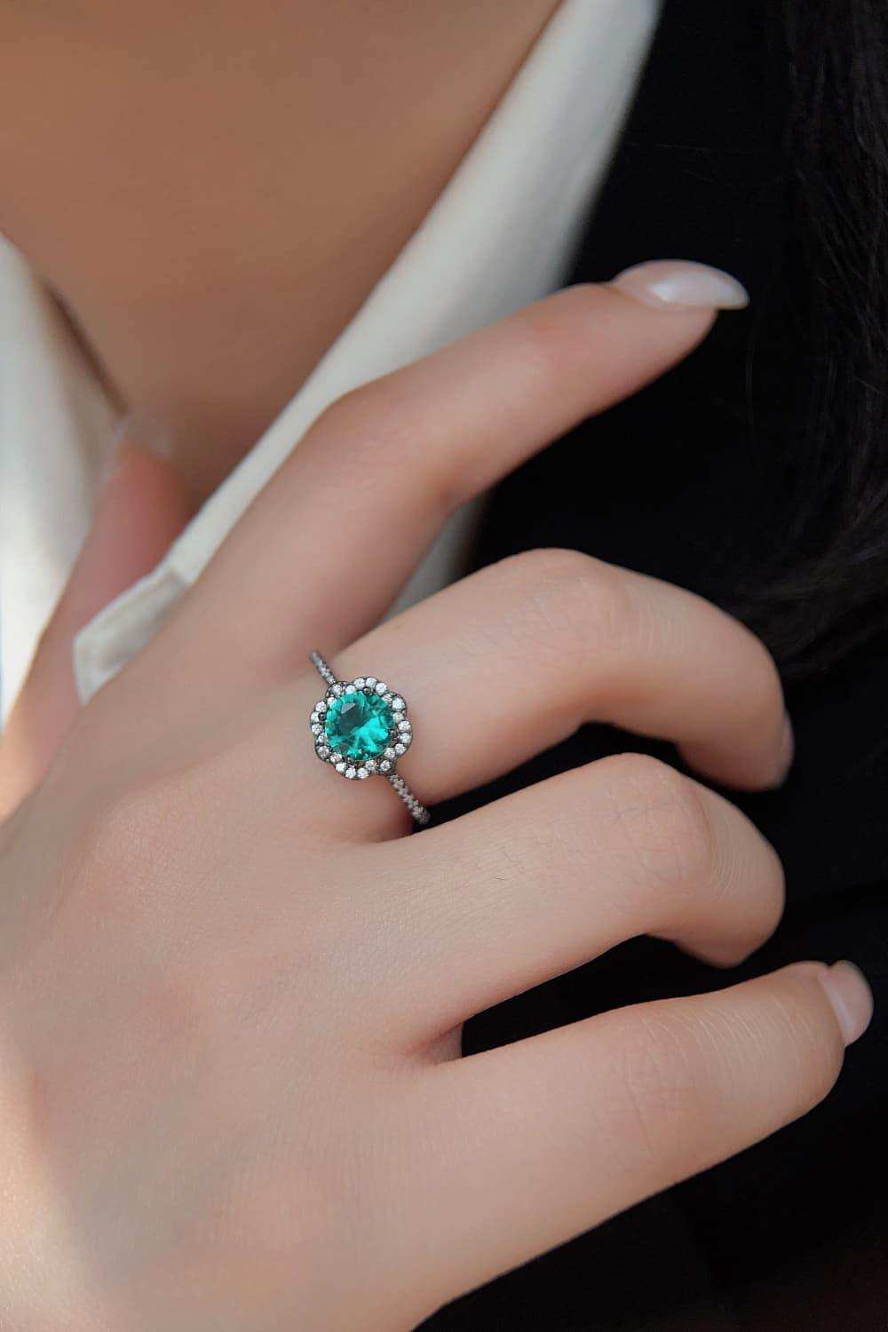 Paraiba Tourmaline Flower Shape Ring - Trendsi - Flyclothing LLC