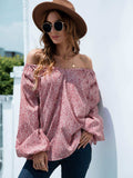 Printed Tie-Neck Balloon Sleeve Blouse - Trendsi - Flyclothing LLC