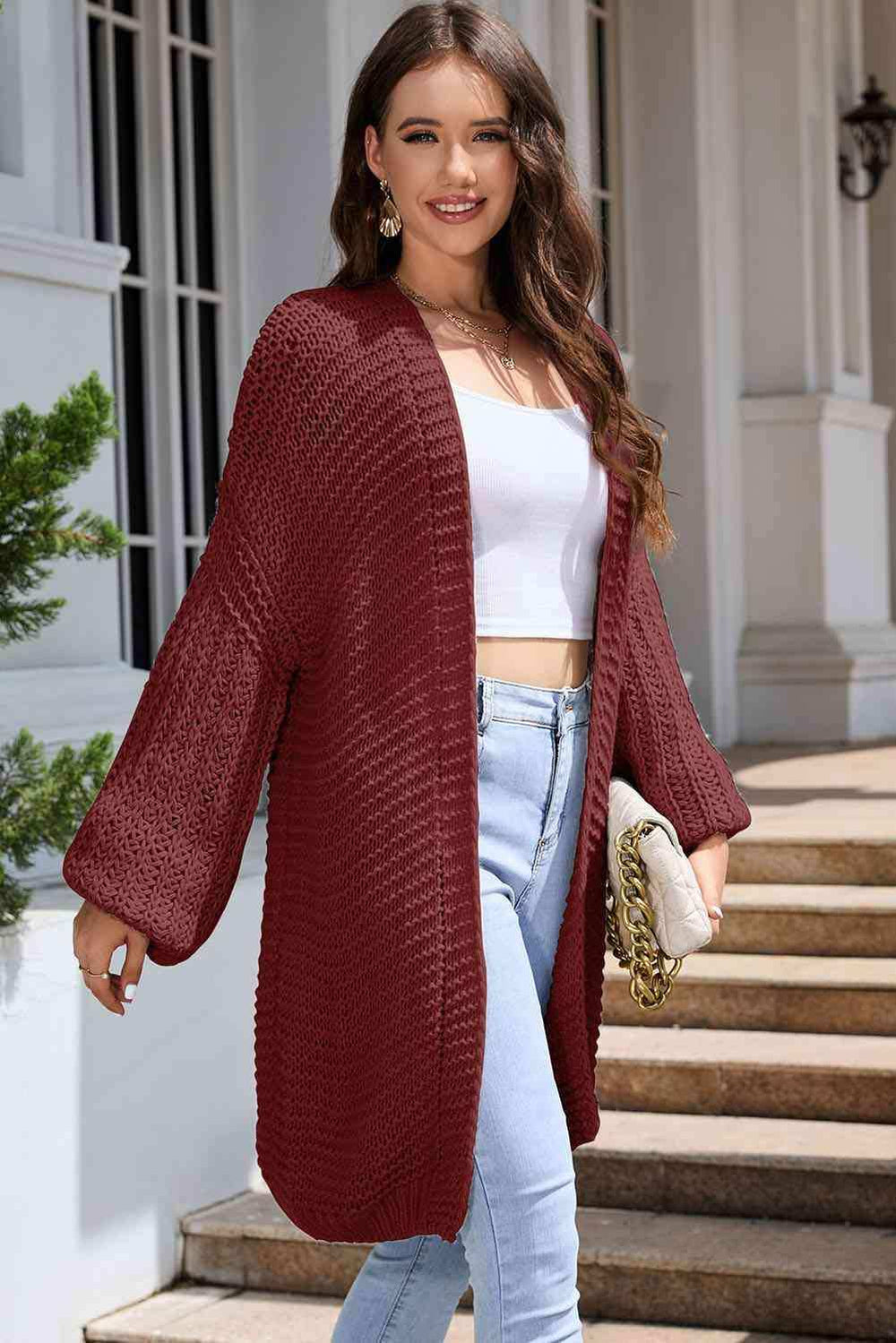 Open Front Longline Cardigan - Trendsi - Flyclothing LLC
