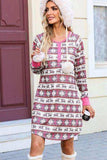Christmas Pattern Half Button Dress - Trendsi - Flyclothing LLC