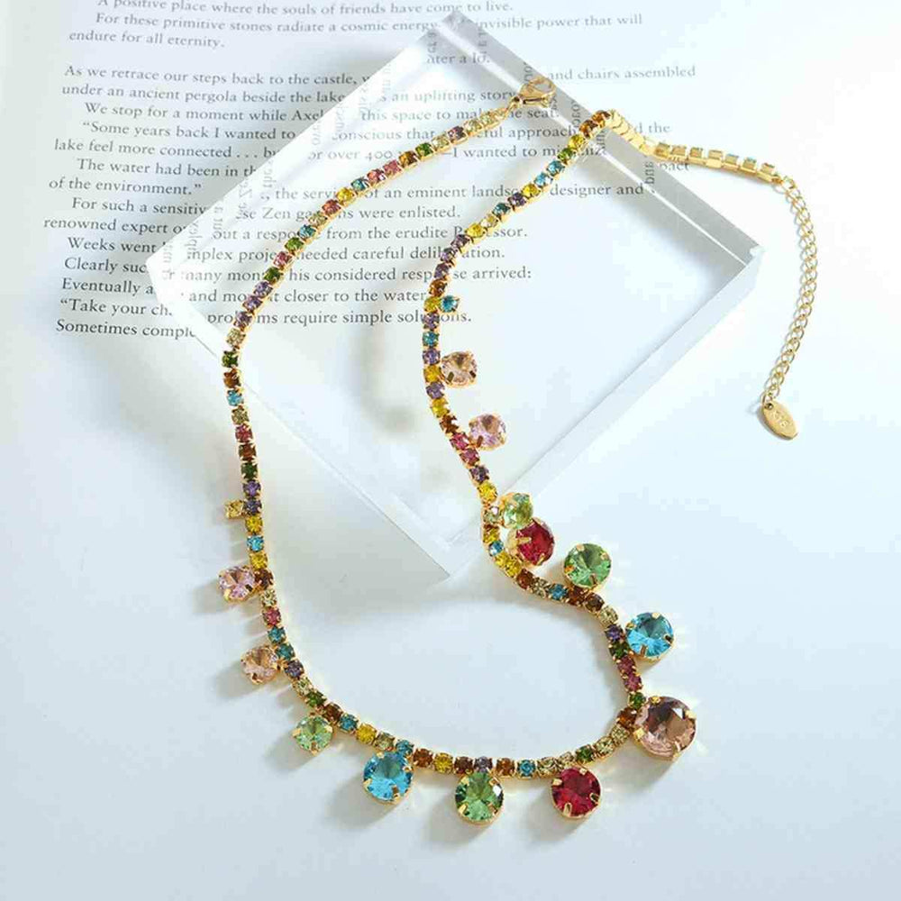 Crystal Copper Chain Necklace - Trendsi - Flyclothing LLC