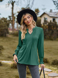 Notched Neck Flounce Sleeve Blouse - Trendsi - Flyclothing LLC