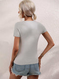 Cutout Round Neck Short Sleeve Knit Top - Trendsi - Flyclothing LLC