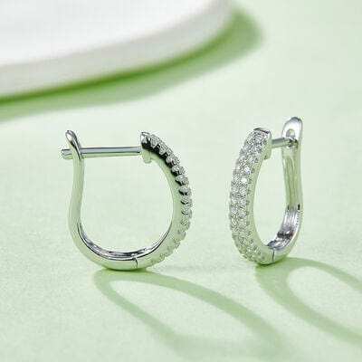 Moissanite 925 Sterling Silver Huggie Earrings - Trendsi - Flyclothing LLC
