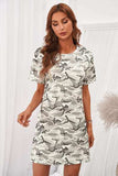 Camouflage Round Neck Short Sleeve Dress - Trendsi - Flyclothing LLC