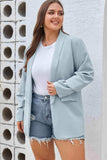 Plus Size Shawl Collar Long Sleeve Blazer - Trendsi - Flyclothing LLC