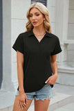 Johnny Collar Short Sleeve Blouse - Trendsi - Flyclothing LLC