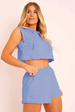 Hooded Crop Top & Pocketed Shorts Set - Trendsi - Flyclothing LLC