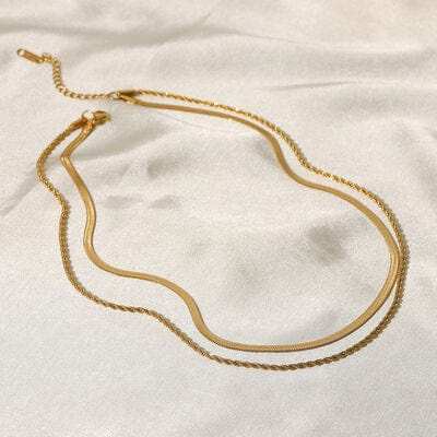 18K Gold-Plated Double-Layered Necklace - Trendsi - Flyclothing LLC