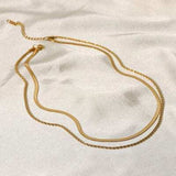 18K Gold-Plated Double-Layered Necklace - Trendsi - Flyclothing LLC