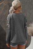 Leopard Patchwork Raglan Sleeve Sweatshirt - Trendsi - Flyclothing LLC