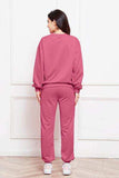 Round Neck Long Sleeve Sweatshirt and Pants Set - Trendsi - Flyclothing LLC
