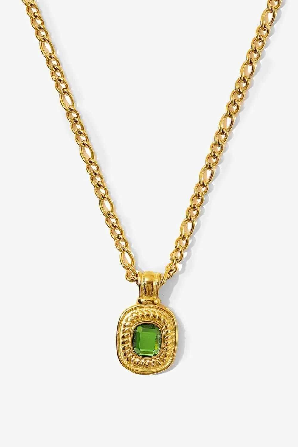 18K Gold Plated Inlaid Rhinestone Pendant Necklace - Trendsi - Flyclothing LLC