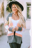 Color Block Open Front Slit Cardigan - Trendsi - Flyclothing LLC