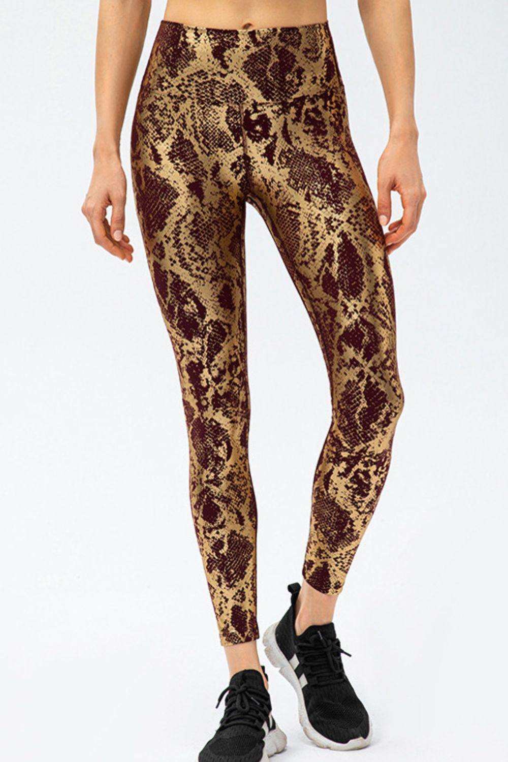 Animal Print Slim Fit Wide Waistband Long Sports Pants - Trendsi - Flyclothing LLC