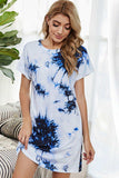 Tie-Dye Round Neck Tee Dress with Pockets - Trendsi - Flyclothing LLC