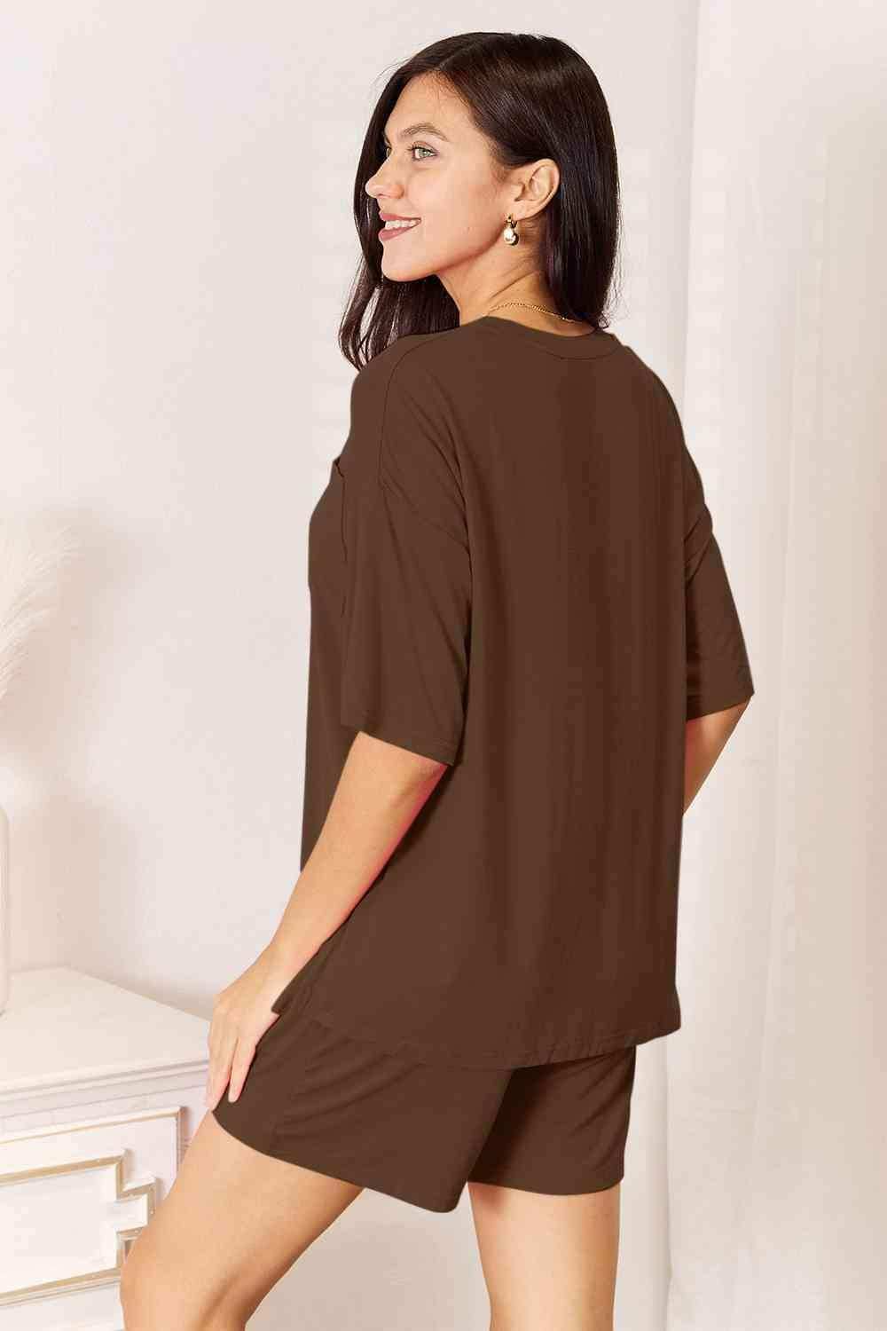Basic Bae Full Size Soft Rayon Half Sleeve Top and Shorts Set - Trendsi - Flyclothing LLC