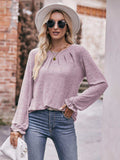 Long Flounce Sleeve Round Neck Blouse - Trendsi - Flyclothing LLC