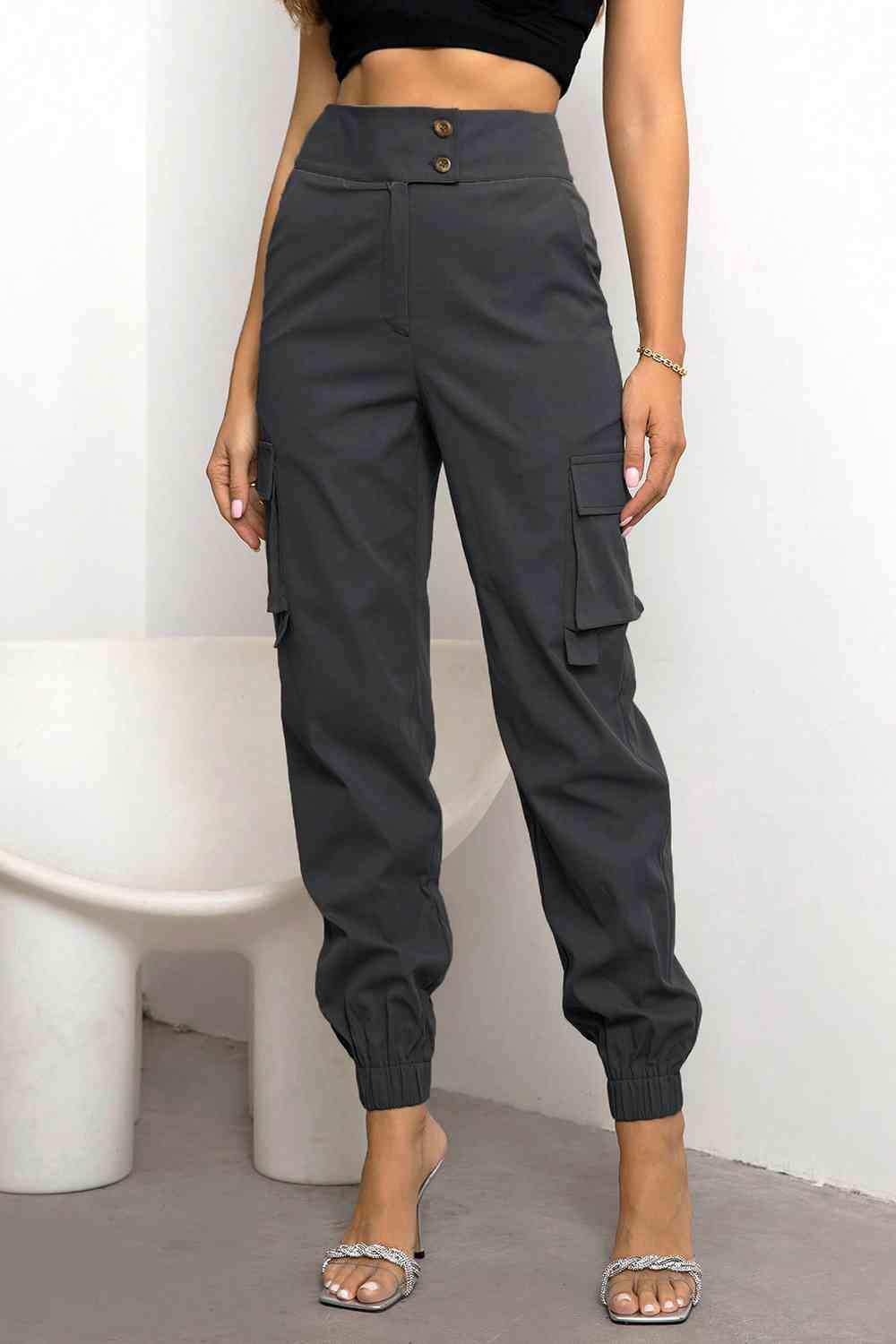 High Waist Cargo Pants - Trendsi - Flyclothing LLC