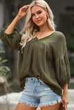 Dropped Shoulder V-Neck Blouse - Trendsi - Flyclothing LLC