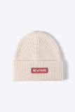 NEWYORK Patch Rib-Knit Cuffed Beanie - Trendsi - Flyclothing LLC