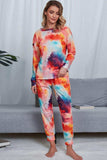 Tie-Dye Crewneck Top and Drawstring Waist Joggers Lounge Set - Trendsi - Flyclothing LLC