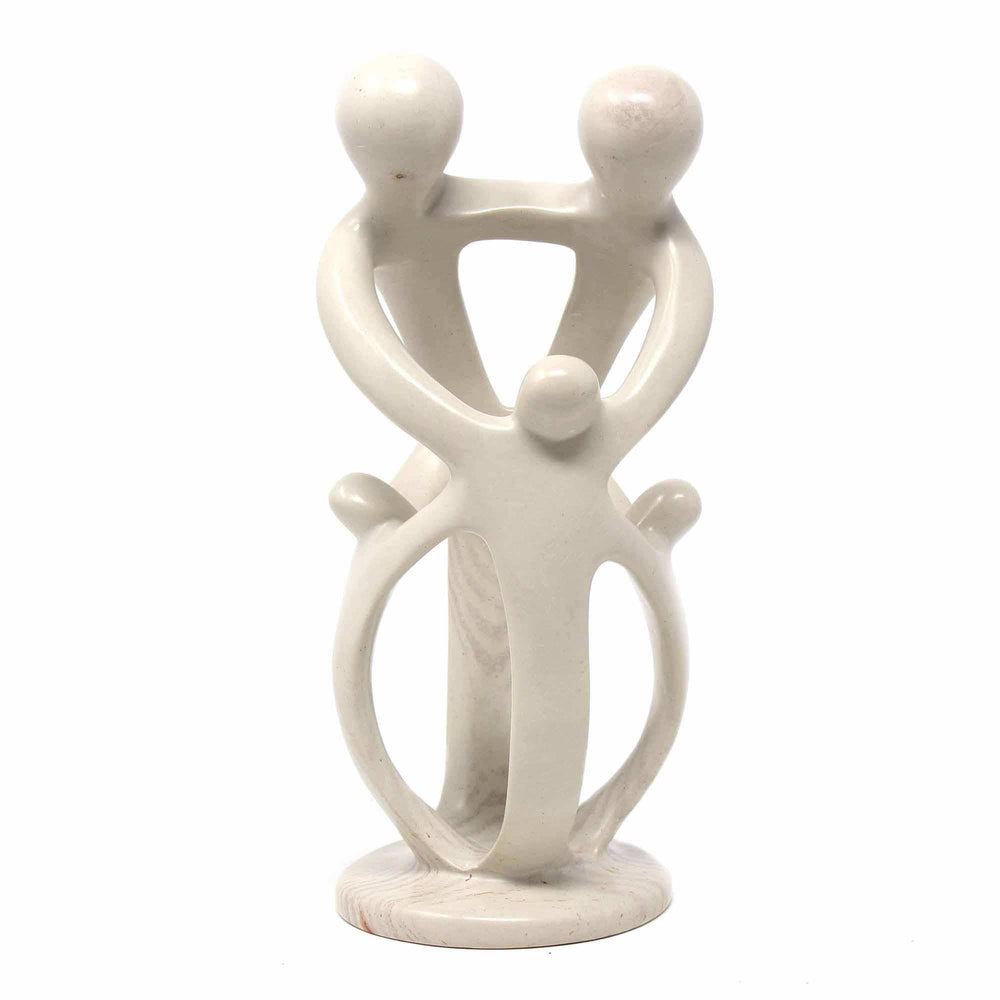 Natural 10-inch Tall Soapstone Family Sculpture - 2 Parents 3 Children - Smolart - Smolart - Flyclothing LLC