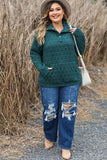 Plus Size Quarter Snap Quilted Sweatshirt - Trendsi - Flyclothing LLC