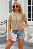 Round Neck Flounce Sleeve T-Shirt - Trendsi - Flyclothing LLC