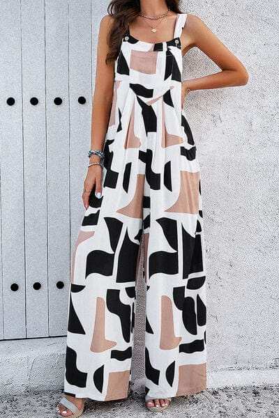 Printed Wide Strap Jumpsuit with Pockets - Trendsi - Flyclothing LLC