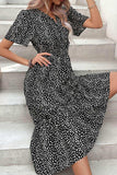 Leopard Print Short Sleeve Midi Dress - Trendsi - Flyclothing LLC