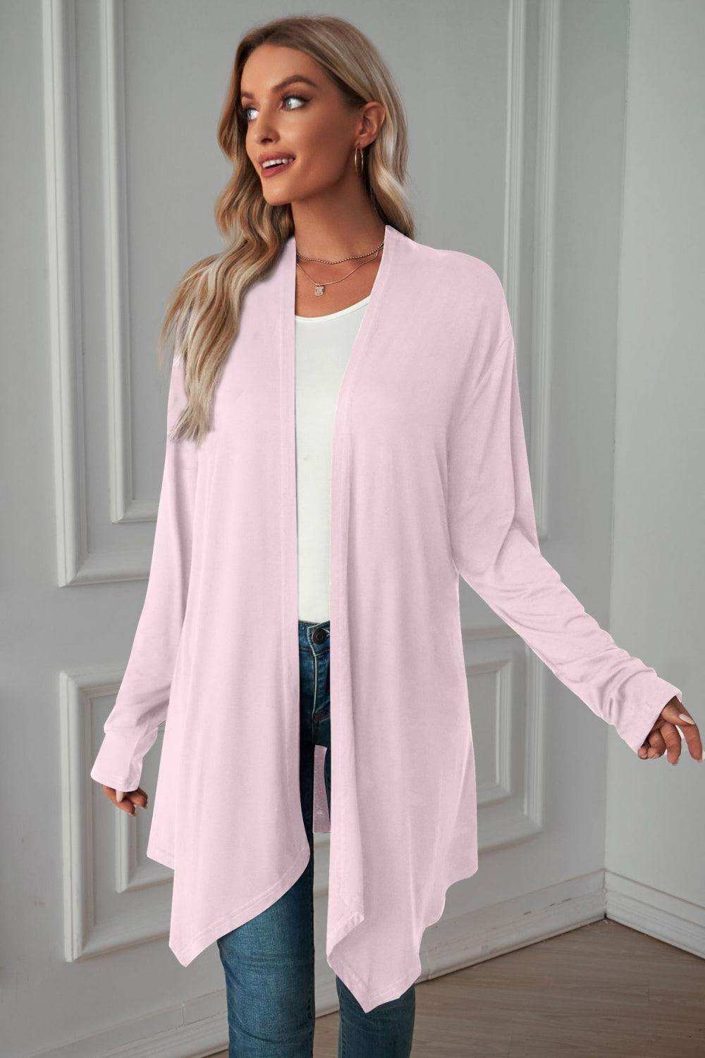 Open Front Long Sleeve Cardigan - Trendsi - Flyclothing LLC