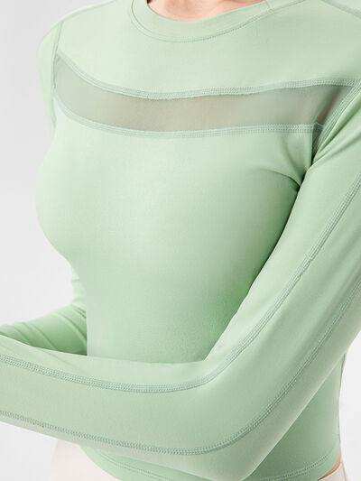 Round Neck Long Sleeve Active T-Shirt - Trendsi - Flyclothing LLC