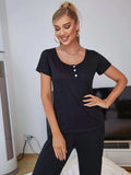Scoop Neck Top and Elastic Waist Pants Lounge Set - Trendsi - Flyclothing LLC