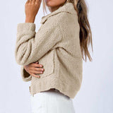 Long Sleeve Collared Neck Sherpa Jacket - Trendsi - Flyclothing LLC