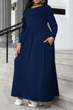 Plus Size Round Neck Long Sleeve Maxi Dress with Pockets - Trendsi - Flyclothing LLC