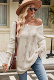 Boat Neck Dropped Shoulder Knit Top - Trendsi - Flyclothing LLC